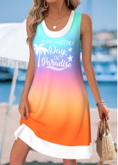 Multi Color Tummy Coverage Ombre Sleeveless Scoop Neck Dress | thumb picture 