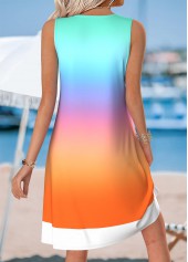 Multi Color Tummy Coverage Ombre Sleeveless Scoop Neck Dress | thumb picture 