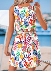 Multi Color Tummy Coverage Floral Print Short Sleeveless Dress | thumb picture 