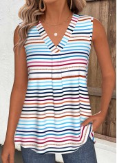 Multi Color Tummy Coverage Sleeveless V Neck Tank Top