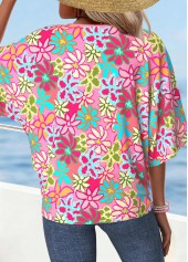 Pink Tummy Coverage Floral Print Short Sleeve T Shirt | thumb picture 