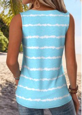 Blue Tummy Coverage Striped Sleeveless Round Neck Tank Top | thumb picture 