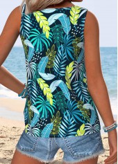 Multi Color Tummy Coverage Tropical Plants Print Camisole Top | thumb picture 