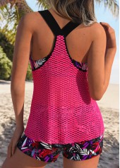 Tummy Coverage Mid Waisted Tropical Plants Print Tankini Set | thumb picture 