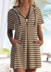 Tummy Coverage Striped Dark Coffee Cover Up