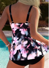 Tummy Coverage Mid Waisted Floral Print Pink Tankini Set | thumb picture 