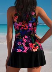 Thigh Slimmer Mid Waisted Tropical Plants Print Tankini Set | thumb picture 
