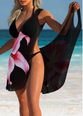 Tummy Coverage Floral Print Black Cover Up | thumb picture 