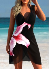 Tummy Coverage Floral Print Black Cover Up | thumb picture 