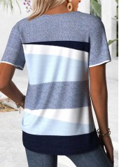 Blue Tummy Coverage Geometric Print Short Sleeve T Shirt | thumb picture 