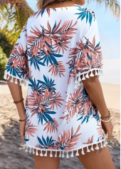 Multi Color Tummy Coverage Tropical Plants Print Light Cardigan | thumb picture 