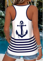 White Striped Sleeveless Scoop Neck Tank Top | thumb picture 