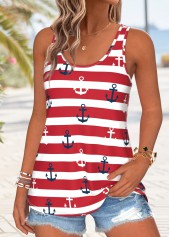 Multi Color Striped Sleeveless Scoop Neck Tank Top | thumb picture 
