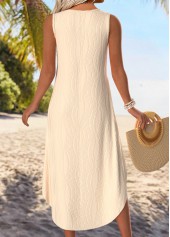 Beige Tummy Coverage Sleeveless V Neck Dress | thumb picture 