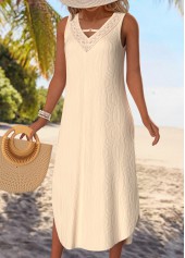 Beige Tummy Coverage Sleeveless V Neck Dress | thumb picture 