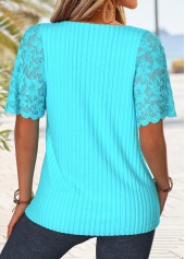 Blue Tummy Coverage Short Sleeve V Neck T Shirt | thumb picture 