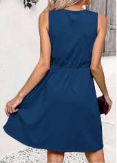 Blue Tummy Coverage Short Sleeveless V Neck Dress | thumb picture 