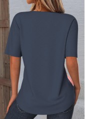 Navy Tummy Coverage Multi Stripe Print T Shirt | thumb picture 