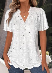 White Tummy Coverage Short Sleeve V Neck T Shirt