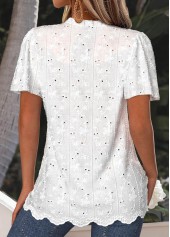 White Tummy Coverage Short Sleeve V Neck T Shirt | thumb picture 