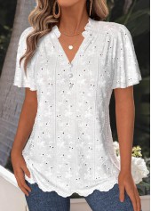 White Tummy Coverage Short Sleeve V Neck T Shirt | thumb picture 