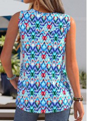 Blue Tummy Coverage Tribal Print Sleeveless Tank Top | thumb picture 