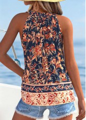 Multi Color Shirred Floral Print Sleeveless Tank Top | thumb picture 