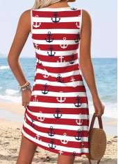 Red Seamless Striped Short Sleeveless Scoop Neck Dress | thumb picture 