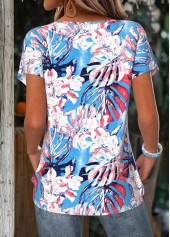 Multi Color Tummy Coverage Tropical Plants Print T Shirt | thumb picture 