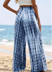 Blue Soft Tie Dye Print Wide Leg Pants | thumb picture 