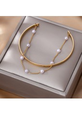 Golden Iron Layered Design Pearl Bangle | thumb picture 