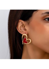 Red Heart Design Hollow Alloy Earrings