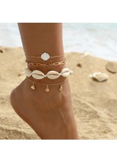 Golden Color Shell Alloy Detail Anklets