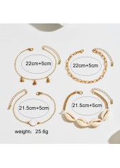 Golden Color Shell Alloy Detail Anklets | thumb picture 