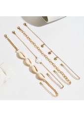 Golden Color Shell Alloy Detail Anklets | thumb picture 