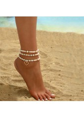 Golden Heart Pearl Beaded Anklet Set | thumb picture 