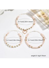 Golden Heart Pearl Beaded Anklet Set | thumb picture 