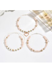Golden Heart Pearl Beaded Anklet Set | thumb picture 