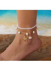 Golden Shell Starfish Alloy Anklet Set