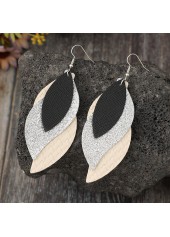 Beige Leaf Faux Leather Patchwork Earrings | thumb picture 