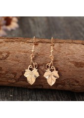 Golden Maple Leaf Design Alloy Earrings | thumb picture 