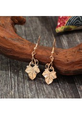 Golden Maple Leaf Design Alloy Earrings | thumb picture 