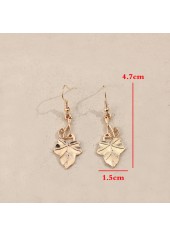 Golden Maple Leaf Design Alloy Earrings | thumb picture 