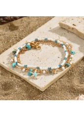 Mint Green Star Alloy Beaded Anklets | thumb picture 