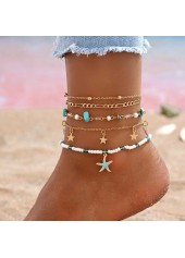 Mint Green Star Alloy Beaded Anklets | thumb picture 