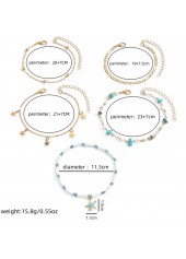 Mint Green Star Alloy Beaded Anklets | thumb picture 