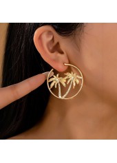 Golden Coconut Tree Circle Alloy Earrings