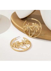 Golden Coconut Tree Circle Alloy Earrings | thumb picture 