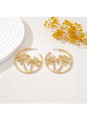 Golden Coconut Tree Circle Alloy Earrings | thumb picture 