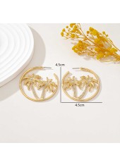 Golden Coconut Tree Circle Alloy Earrings | thumb picture 